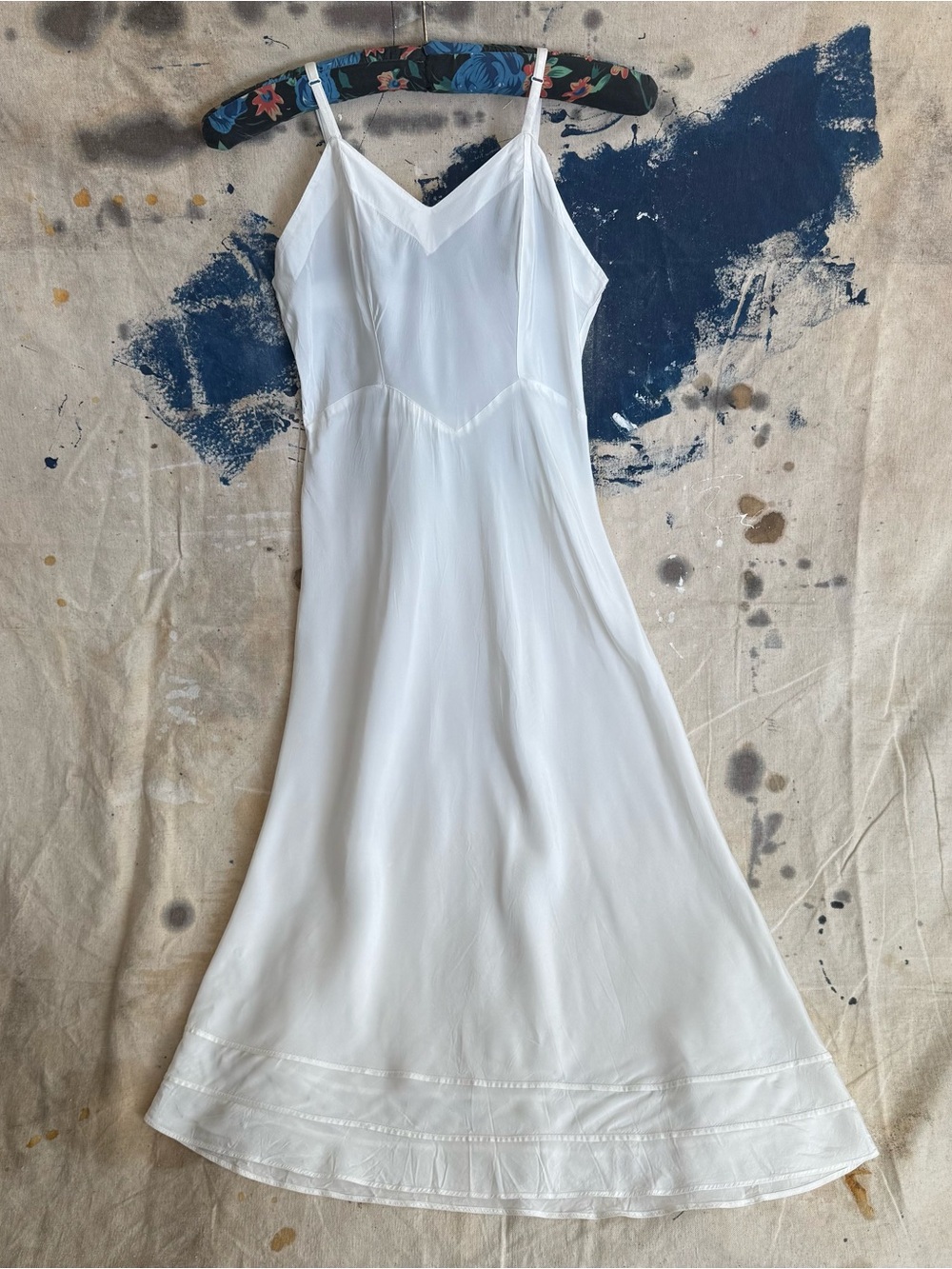Vintage 50s White Semi-Sheer Coquette Cottage Taffeta Slip Dress ~ Size XS